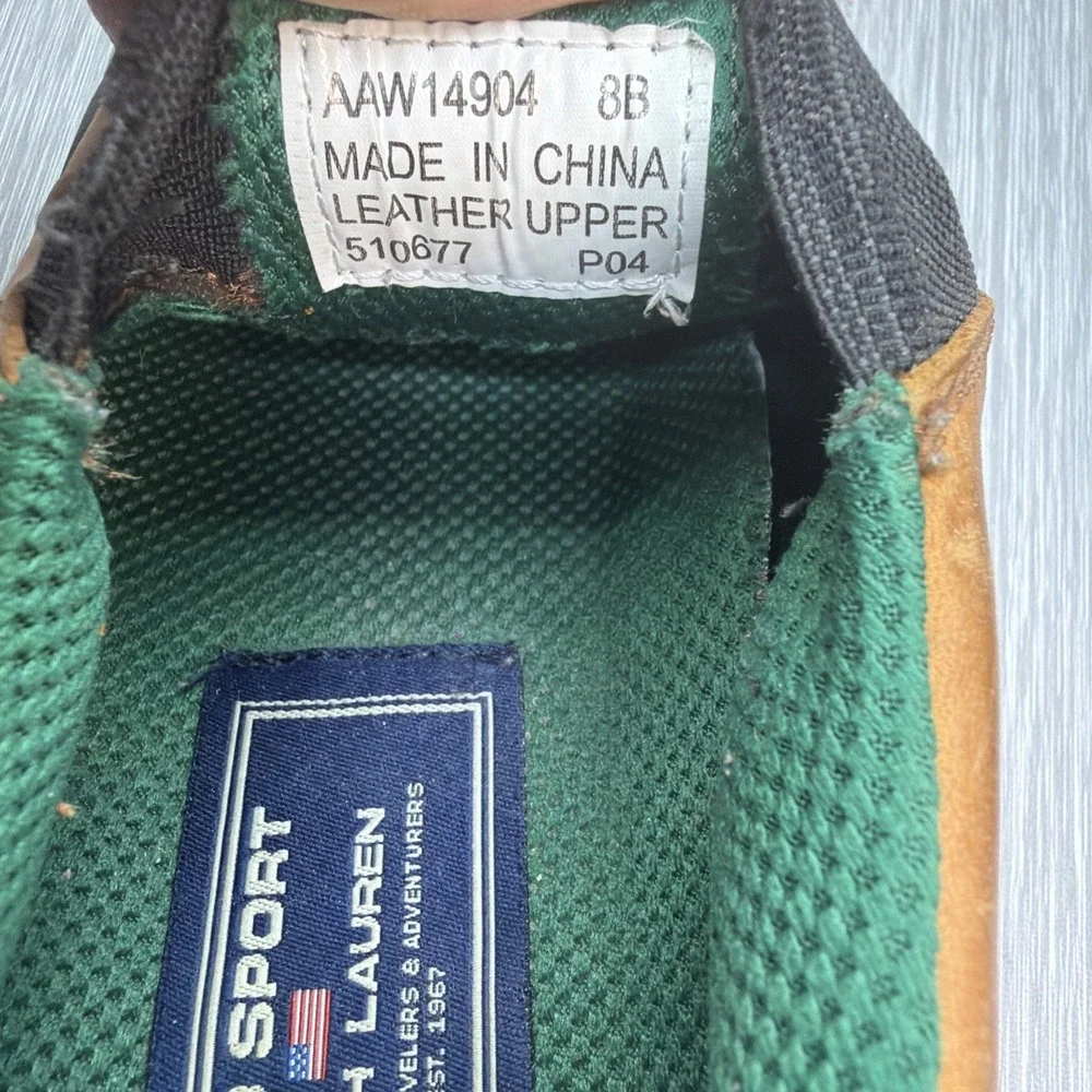 Polo Sport Ralph Lauren Driving Loafers Brown Leather Slip On‎ Shoes Mens 8B